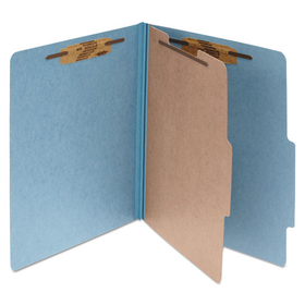 ACCO BRANDS ACC15024 Pressboard Classification Folders, 2" Expansion, 1 Divider, 4 Fasteners, Letter Size, Sky Blue Exterior, 10/Box