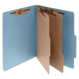 ACCO BRANDS ACC15026 Pressboard Classification Folders, 3" Expansion, 2 Dividers, 6 Fasteners, Letter Size, Sky Blue Exterior, 10/Box