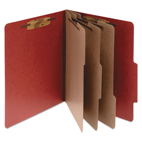 ACCO BRANDS ACC15038 Pressboard Classification Folders, 4" Expansion, 3 Dividers, 8 Fasteners, Letter Size, Earth Red Exterior, 10/Box