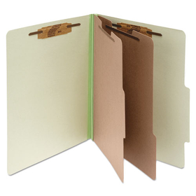 ACCO BRANDS ACC15046 Pressboard Classification Folders, 3" Expansion, 2 Dividers, 6 Fasteners, Letter Size, Leaf Green Exterior, 10/Box