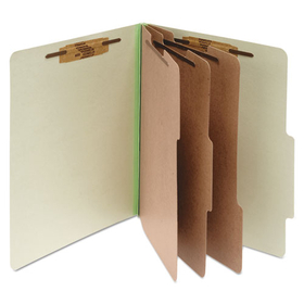 ACCO BRANDS ACC15048 Pressboard Classification Folders, 4" Expansion, 3 Dividers, 8 Fasteners, Letter Size, Leaf Green Exterior, 10/Box