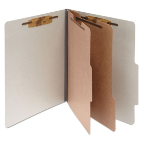ACCO BRANDS ACC15056 Pressboard Classification Folders, 3" Expansion, 2 Dividers, 6 Fasteners, Letter Size, Mist Gray Exterior, 10/Box