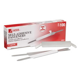 ACCO BRANDS ACC70010 Self-Adhesive Two-Prong Paper Fastener Bases, 1" Capacity, 2.75" Center to Center, Matte Steel, 100/Box