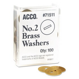 ACCO BRANDS ACC71511 Washers For Two-Piece Paper Fasteners, 1/2" Cap, 1 1/4" Diameter, Gold, 100/box