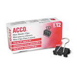 Acco Brands ACC72010 Binder Clips, Mini, Black/Silver, Dozen