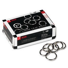 Acco Brands ACC72202 Metal Book Rings, 1" Diameter, 100 Rings/box