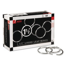 Acco Brands ACC72204 Metal Book Rings, 1.5" Diameter, 100/Box