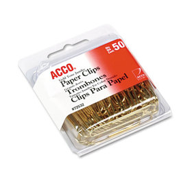 ACCO BRANDS ACC72532 Paper Clips, Metal Wire, Jumbo, 1 3/4", Gold Tone, 50/box
