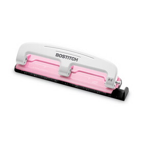 Paperpro ACI2188 12-Sheet EZ Squeeze InCourage Three-Hole Punch, 9/32" Holes, Pink