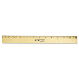 Westcott ACM05011 Wood Ruler with Single Metal Edge, Standard, 12" Long