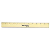 Westcott ACM05221 Flat Wood Ruler with Two Double Brass Edges, Standard/Metric, 12