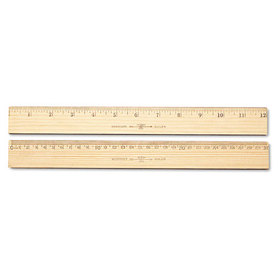 Westcott ACM10375 Wood Ruler, Metric and 1/16" Scale with Single Metal Edge, 12"/30 cm Long