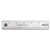 Westcott ACM10415 Stainless Steel Office Ruler With Non Slip Cork Base, Standard/Metric, 12