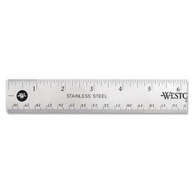 Westcott ACM10415 Stainless Steel Office Ruler With Non Slip Cork Base, Standard/Metric, 12" Long