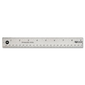 Westcott ACM10417 Stainless Steel Office Ruler With Non Slip Cork Base, Standard/Metric, 18" Long