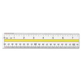 Westcott ACM10580 Acrylic Data Highlight Reading Ruler With Tinted Guide, 15" Long, Clear/Yellow