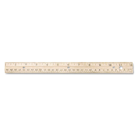 Westcott ACM10702 Hole Punched Wood Ruler English And Metric With Metal Edge, 12"