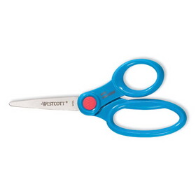 Westcott ACM14607 Kids' Scissors with Antimicrobial Protection, Pointed Tip, 5" Long, 2" Cut Length, Randomly Assorted Handle Color