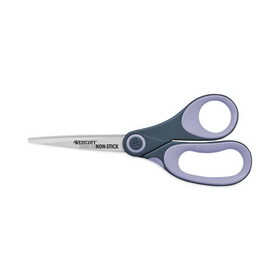 Westcott 14910 Non-Stick Titanium Bonded Scissors, Pointed Tip, 8" Long, 3.25" Cut Length, Gray/Purple Straight Handle