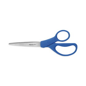 Westcott ACM15452 Preferred Line Stainless Steel Scissors, 8" Long, 3.5" Cut Length, Straight Blue Handle, 2/Pack