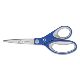 Westcott ACM15554 Straight Kleenearth Soft Handle Scissors, 8" Long, Blue/gray