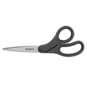 Westcott ACM15582 KleenEarth Basic Plastic Handle Scissors, 7" Long, 2.8" Cut Length, Straight Black Handle