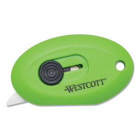 Westcott ACM16474 Compact Safety Ceramic Blade Box Cutter, Retractable Blade, 0.5" Blade, 2.5" Plastic Handle, Green