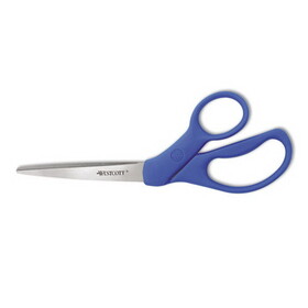 Westcott ACM43218 Preferred Line Stainless Steel Scissors, 8" Long, 3.5" Cut Length, Offset Blue Handle