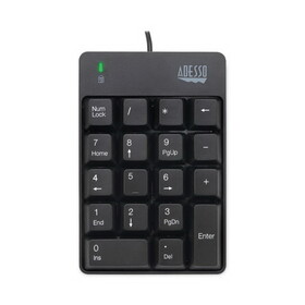 Adesso ADEAKB601UB Spill-Resistant 18-Key Numeric Keypad, Black