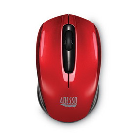 Adesso ADEIMOUSES50R iMouse S50 Wireless Mini Mouse, 2.4 GHz Frequency/33 ft Wireless Range, Left/Right Hand Use, Red