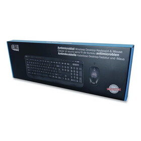 Adesso ADEWKB1320CB WKB-1320CB Antimicrobial Wireless Desktop Keyboard and Mouse, 2.4 GHz Frequency/30 ft Wireless Range, Black