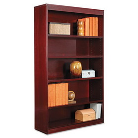 Alera ALEBCS56036MY Square Corner Wood Veneer Bookcase, Five-Shelf, 35.63"w x 11.81"d x 60"h, Mahogany