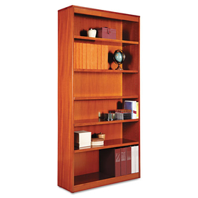 ALERA ALEBCS67236MC Square Corner Wood Bookcase, Six-Shelf, 35-5/8w X 11-3/4d X 72h, Medium Cherry