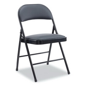 Alera ALECA9416 Alera PU Padded Folding Chair, Supports Up to 250 lb, Black Seat/Back, Black Base, 4/Carton