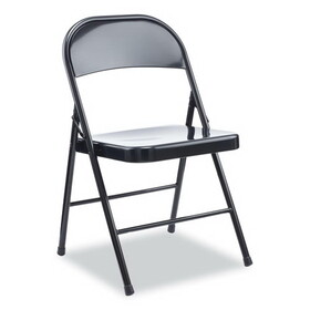 Alera ALECA941 Armless Steel Folding Chair, Supports Up to 275 lb, Black Seat, Black Back, Black Base, 4/Carton