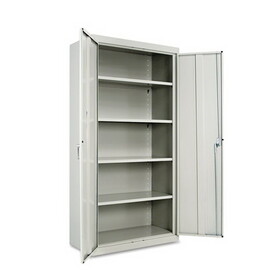 Alera ALECM7218LG Assembled 72" High Heavy-Duty Welded Storage Cabinet, Four Adjustable Shelves, 36w x 18d, Light Gray