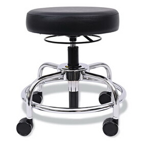 Alera ALECS614 HL Series Height-Adjustable Utility Stool , 24" Seat Height, Supports up to 300 lbs., Black Seat/Back, Chrome Base