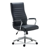 Alera ALEED41B19 Alera Eddleston Leather Manager Chair, Supports Up to 275 lb, Black Seat/Back, Chrome Base