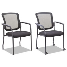 Alera ALEEL4314 Mesh Guest Stacking Chair, Supports up to 275 lbs., Black Seat/Black Back, Black Base