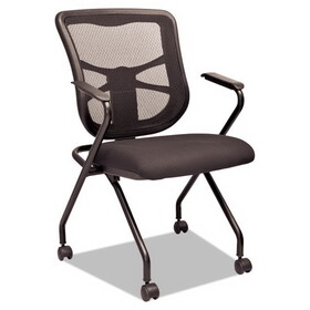Alera ALEEL4914 Elusion Mesh Nesting Chairs, Padded Arms, Black Seat/Black Back, Black Base, 2/Carton