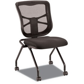 Alera ALEEL4915 Elusion Mesh Nesting Chairs, Black Seat/Black Back, Black Base, 2/Carton