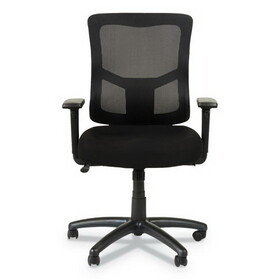 Alera ALEELT4214F Elusion II Series Mesh Mid-Back Swivel/Tilt Chair with Adjustable Arms, Up to 275 lbs, Black Seat/Back, Black Base