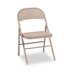 Alera ALEFCMT4T All Steel Folding Chair, Supports Up to 300 lb, 16.5" Seat Height, Tan Seat, Tan Back, Tan Base, 4/Carton