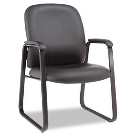 Alera ALEGE43LS10B Alera Genaro Bonded Leather High-Back Guest Chair, 24.60" x 24.80" x 36.61", Black Seat, Black Back, Black Base