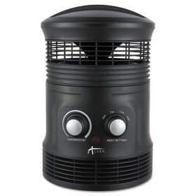 Alera HEFF360B 360 Deg Circular Fan Forced Heater, 8" x 8" x 12", Black