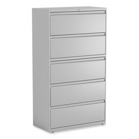 Alera ALEHLF3667LG Lateral File, 5 Legal/Letter/A4/A5-Size File Drawers, Light Gray, 36" x 18.63" x 67.63"