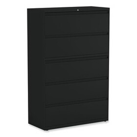 Alera ALEHLF4267BL Lateral File, 5 Legal/Letter/A4/A5-Size File Drawers, Black, 42" x 18.63" x 67.63"