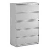 Alera ALEHLF4267LG Lateral File, 5 Legal/Letter/A4/A5-Size File Drawers, 1 Roll-Out Posting Shelf, Light Gray, 42