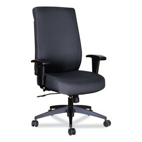 Alera ALEHPS4101 Wrigley Series High Performance High-Back Synchro-Tilt Task Chair, Up to 275 lbs, Black Seat/Back, Black Base