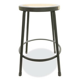 Alera ALEIS6624G Industrial Metal Shop Stool, 24" Seat Height, Supports up to 300 lbs., Brown Seat/Gray Back, Gray Base